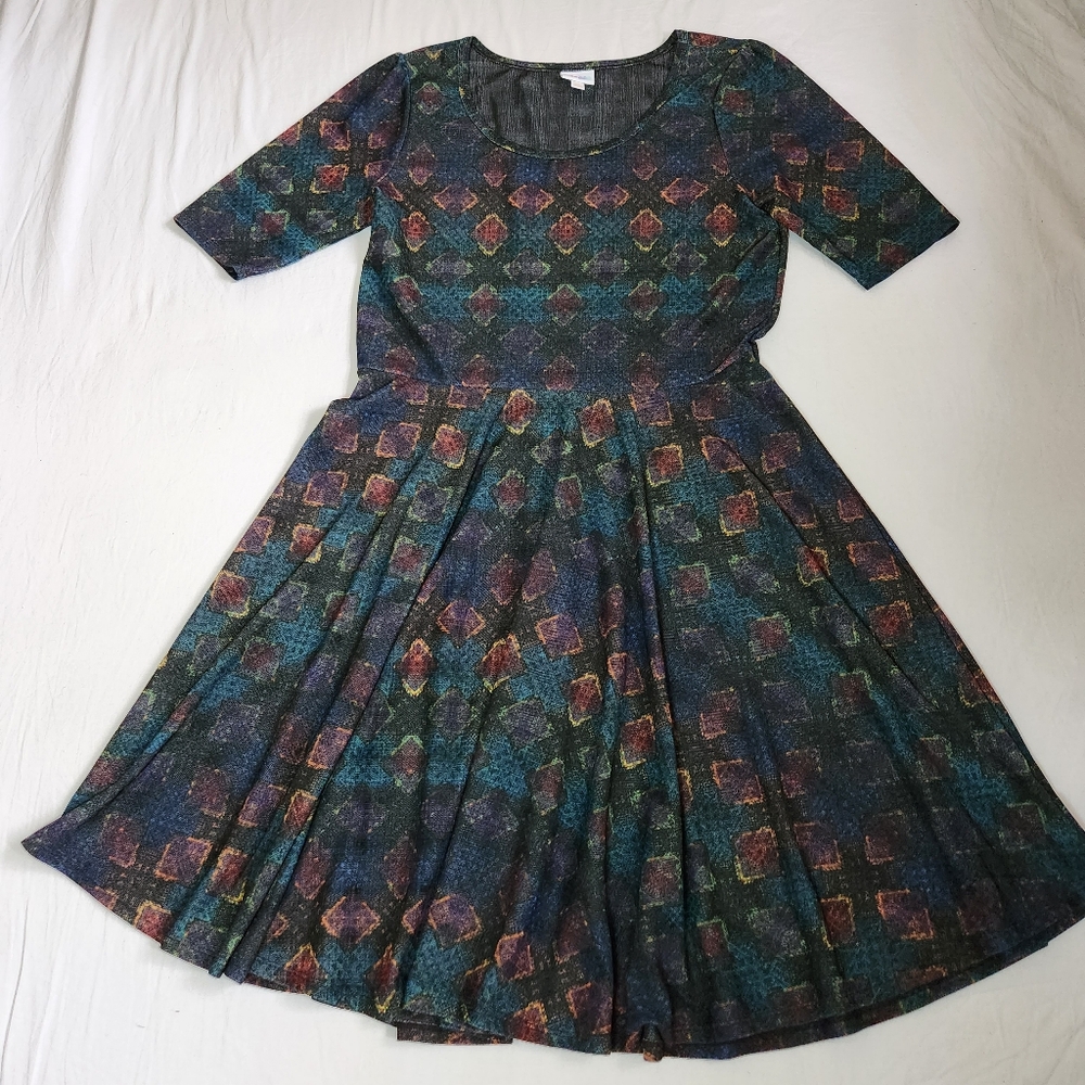 LuLaRoe Multicolor Patterned Dress